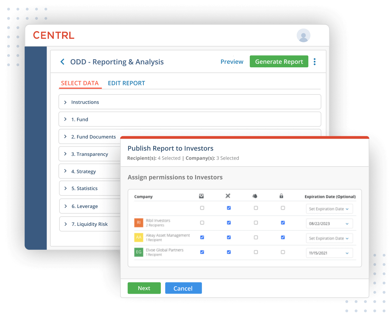 Publish reports to investors on an on-going basis